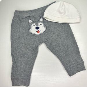 Unisex Carter’s Dog Face 9month Pajama Pants w/ White  Cotton Baby/Toddler Hat